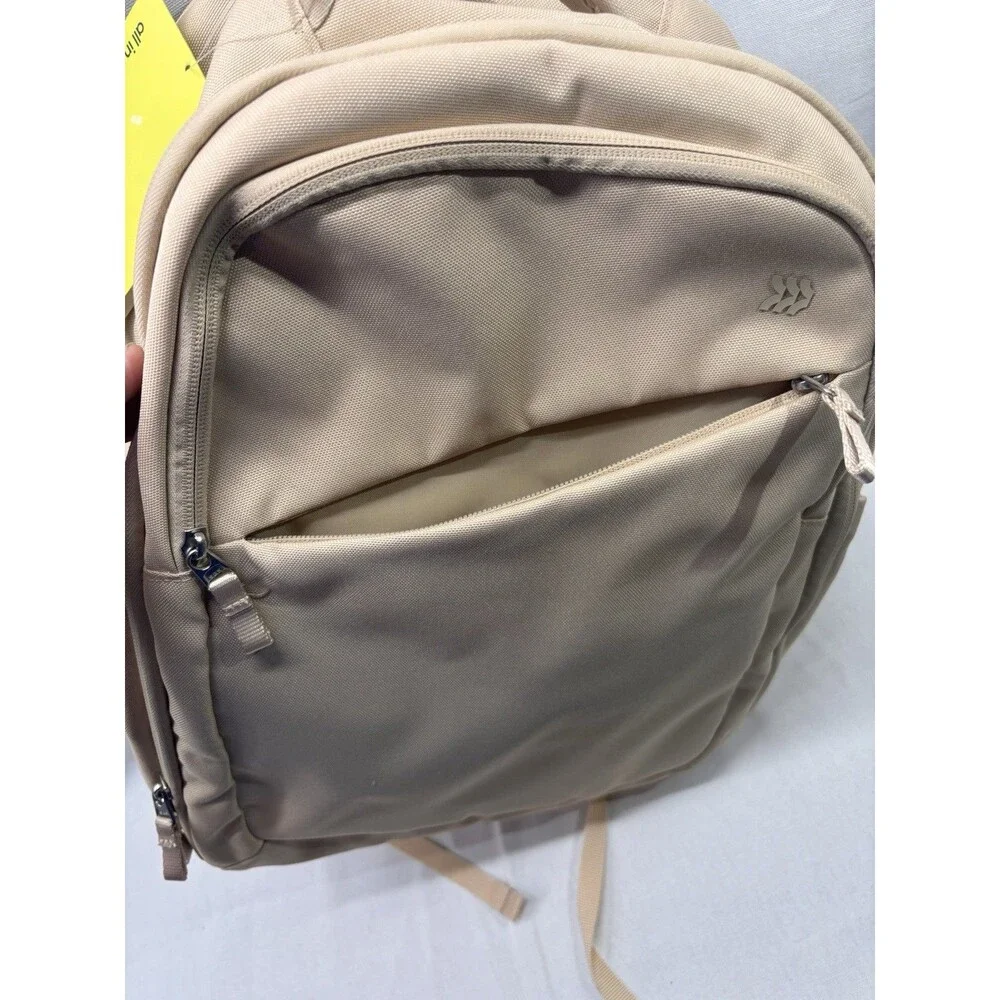 All In Motion Travel Backpack Laptop Bag 17” Beige Water Resistant Carry On NWT